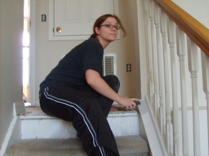 Allison was also enlisted to help on the stairwell.