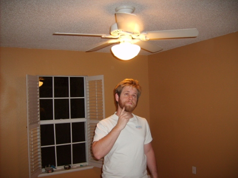 I have a brilliant idea!  Why don't I install a ceiling fan light in Jason's room?